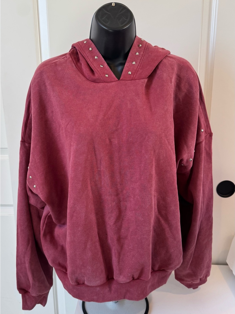No Boundaries Dusty Rose Stud-Accent Hooded Sweatshirt